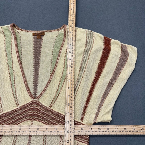 Y2K Sisters Women's Tunic Top Metallic Knit Striped V Neck Boho Empire Waist M - Picture 4 of 7